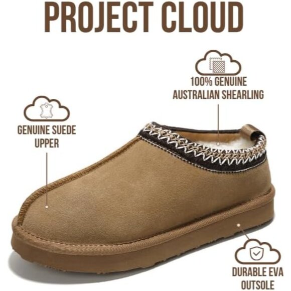 Luxurious Leather Slippers with Australian Shearling Fur - Non-Slip Comfort 6.5 - Picture 3 of 5